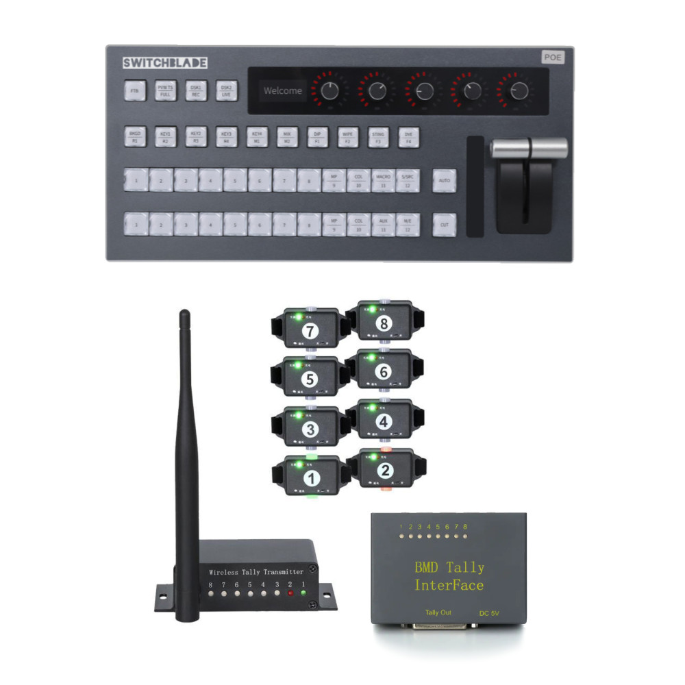 PTZCam TALLY8 8-light Wireless Tally for Blackmagic ATEM with 12-Channel Control Surface